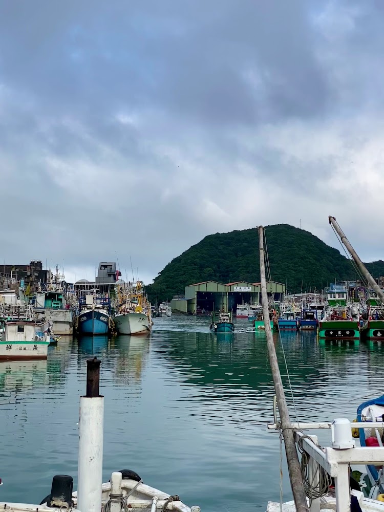 漁港內的船隻與魚網