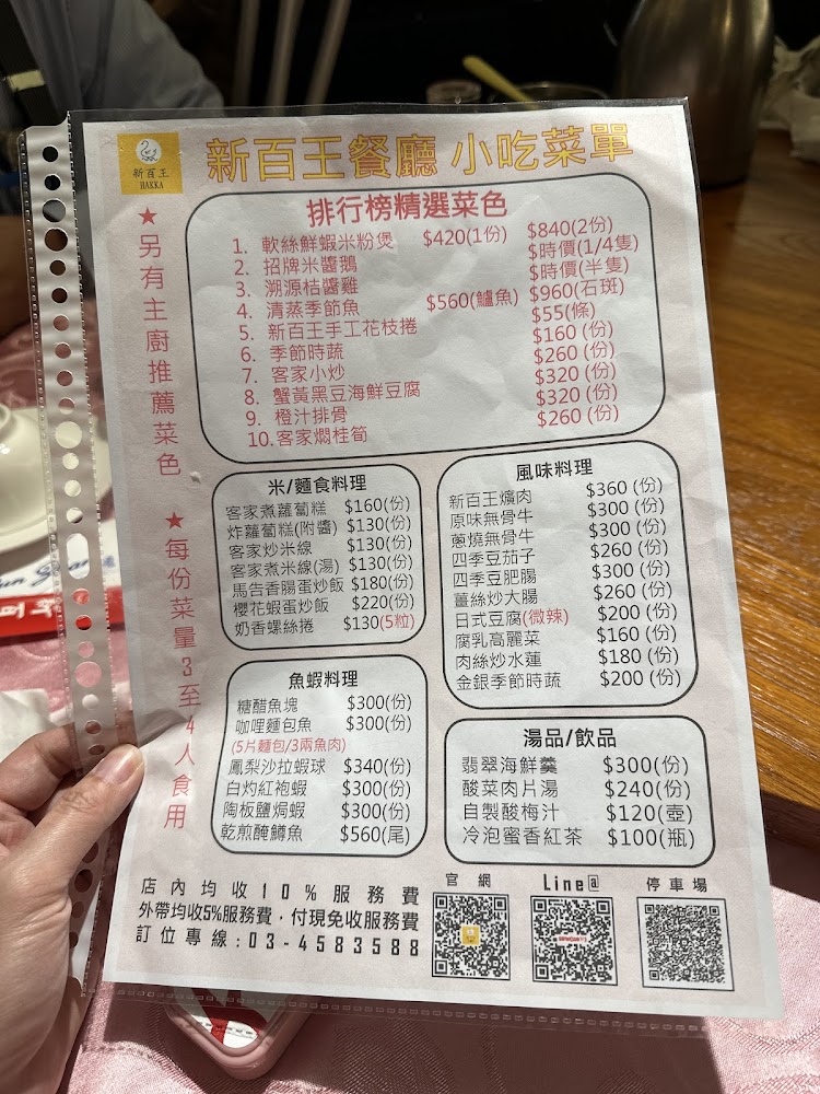 新百王餐廳菜單