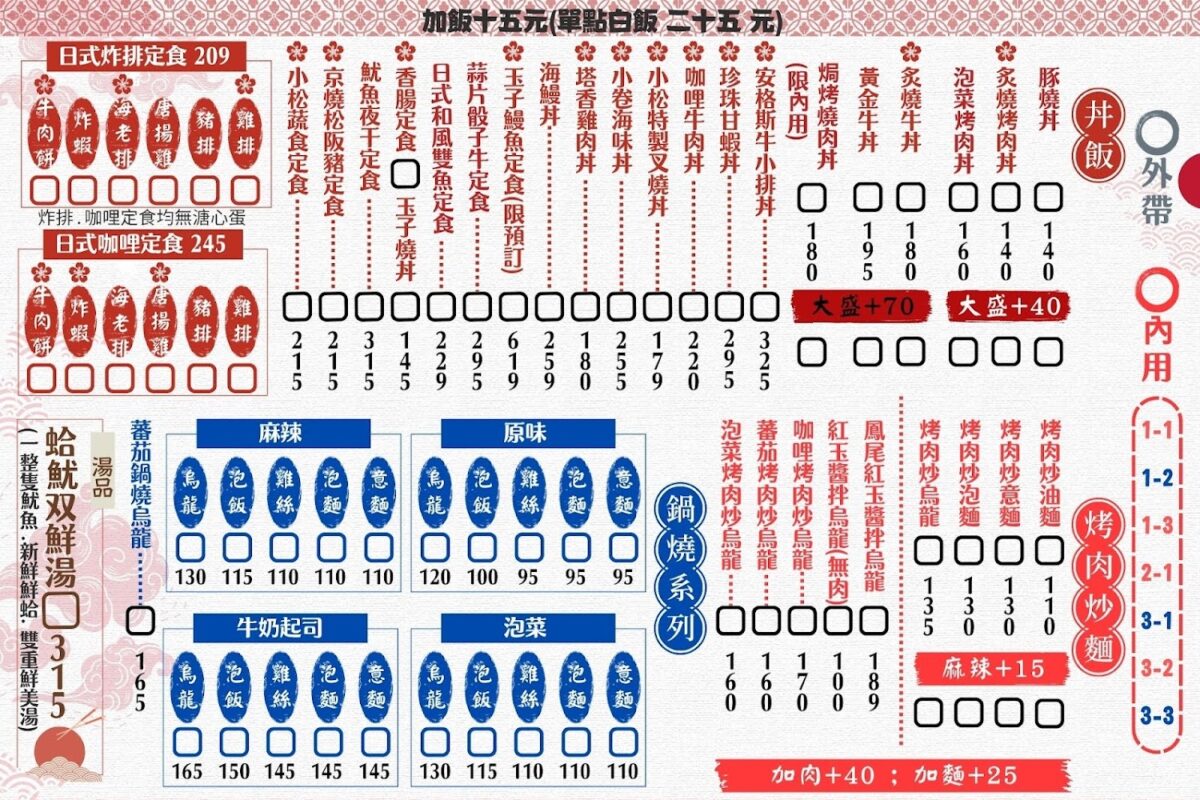 小松台南町食事所 菜單
